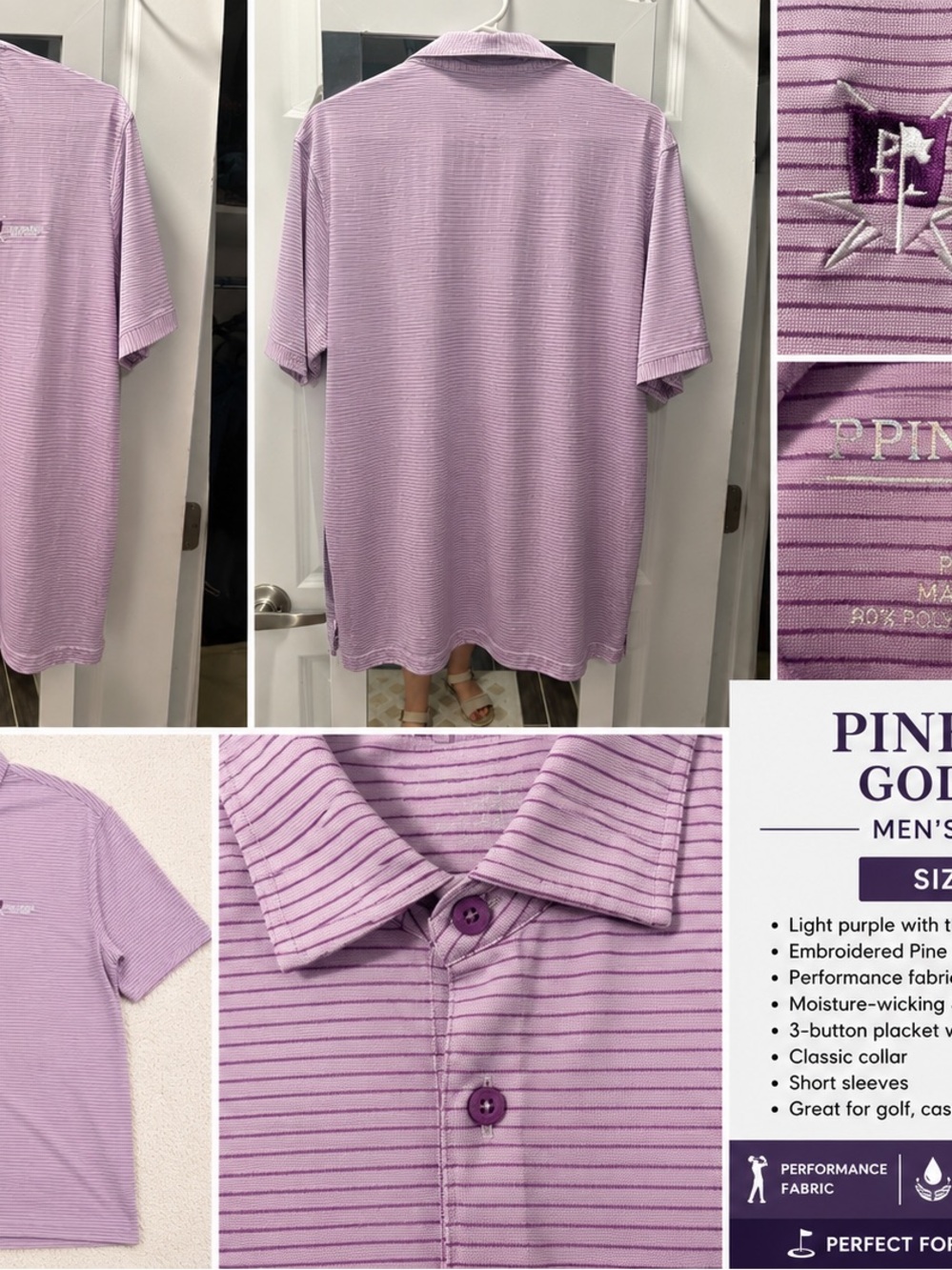 Men’s Light Purple Striped Polo Shirt